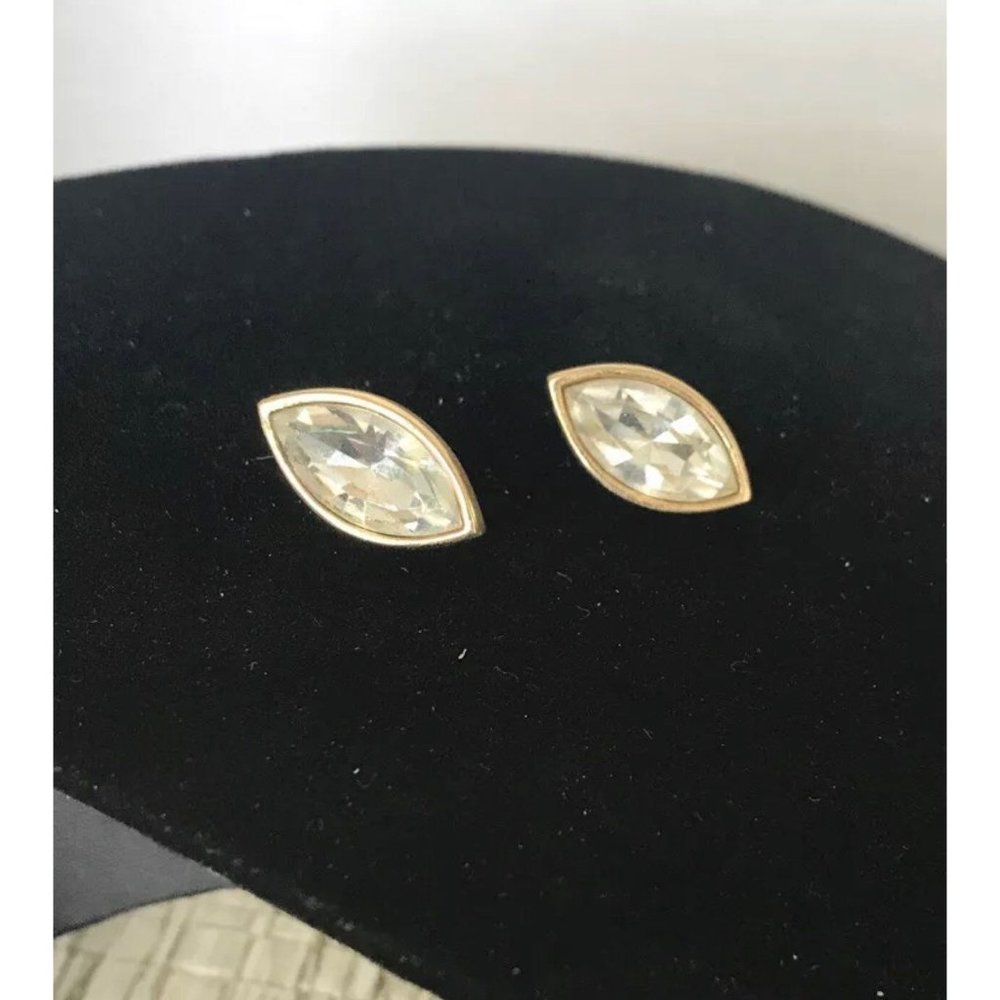 Vintage Goldtone & Crystal Post Earrings